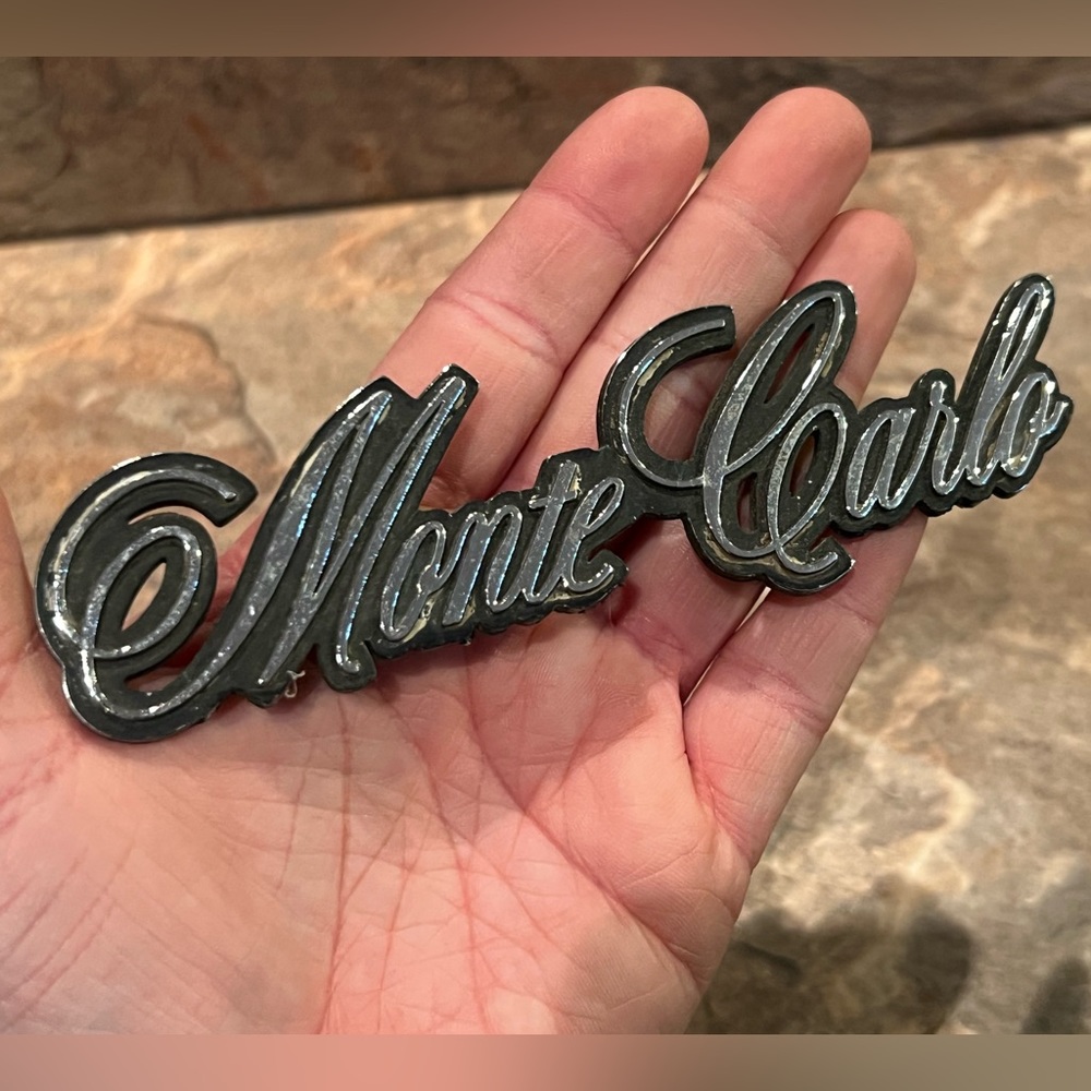 Original Chevrolet Monte Carlo car plastic script emblem badge Vintage OEM